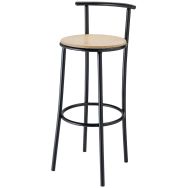 Tabouret DECO hauteur 80 cm avec dossier - hêtre naturel/noir