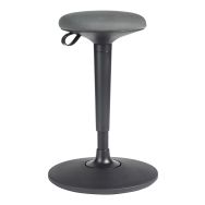 Tabouret Eskal assis/debout pied noir assise tissu gris
