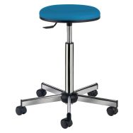 Tabouret Laboratoire sur roulettes assise galette pétrole