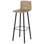 Tabouret Malibu coque chêne bardolino 1146 piètement acier noir 9005
