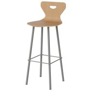 Tabouret Malibu coque hêtre piètement acier gris 9006