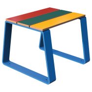 Tabouret NINOU 45 cm assise lames HPL multicolore / métal bleu 5017