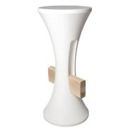 Tabouret Tambar polyéthylène blanc et repose pied bois