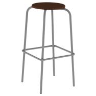 Tabouret Zoning H80 cm assise/dossier wengé - piètement gris 9006
