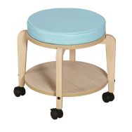 Tabouret adulte Lili T3 Assise bois/coussin bleu turquoise