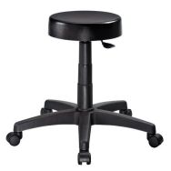 Tabouret bas assise polyuréthane sur roulettes hauteur 40 à 52 cm Noir