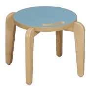 Tabouret enfant Lili T1 assise coloris turquoise/piètement hêtre