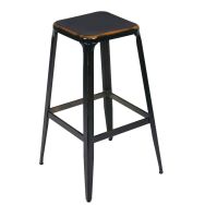Tabouret haut Hot métal vieilli vintage noir