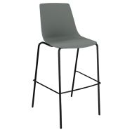 Tabouret haut coque Ara Gris moyen pied métal noir