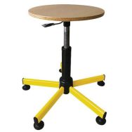 Tabouret réglable de 43 à 63 cm par vérin à gaz, piétement bleu, sur roulettes