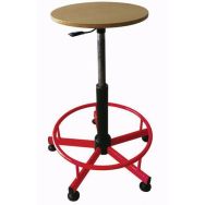 Tabouret réglable de 53 à 73 cm par vérin à gaz avec repose-pieds bleu