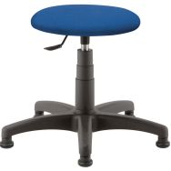 Tabouret tissu Bleu Gris roulettes / patins assise hauteur 39 à 51cm