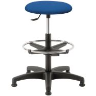 Tabouret tissu Bleu repose pieds / patins assise hauteur 53 à 73 cm