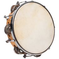 Tambourin peau naturelle 20 cm + cymbalettes-Fuzeau