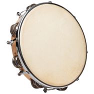 Tambourin peau naturelle 25 cm + 14 cymb-Fuzeau