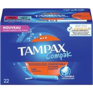 Tampon Compak Super Plus - Boîte de 22 - Tampax - Lot de 8