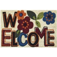 Tapis coco blanchi/pvc 40x60cm welcome fleur
