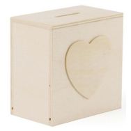 Tirelire motif cœur en bois à décorer 100x100x60mm