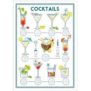 Torchon 100% coton cocktails assortis - 50 x 70 cm