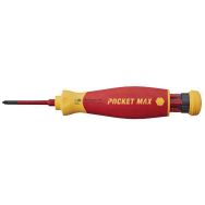 Tournevis isolé PocketMax avec 4 embouts slim (fente, PH, Bornier, PZ)