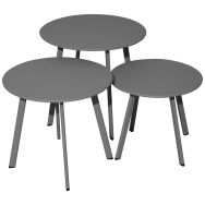 Trio de tables basses MASSAI Ø40/Ø45/Ø50 cm acier - graphite