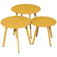 Trio de tables basses MASSAI Ø40/Ø45/Ø50 cm acier - miel