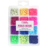 Valisette 1700 perles HEISHI 12 couleurs assorties fluo