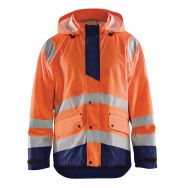 Veste de pluie haute visibilité niv.1 orange fluo/marine, bas réglable