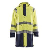 Veste de pluie haute visibilité niveau 1 jaune fluorescent/marine
