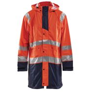 Veste de pluie haute visibilité niveau 1 orange fluorescent/marine