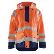 Veste de pluie haute visibilité niveau 3 orange fluorescent/marine
