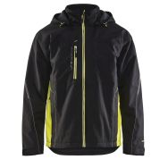 Veste hardshell noir/jaune fluorescent, doublure polyester