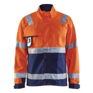 Veste haute visibilité orange fluorescent/marine col haut