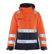 Veste hiver haute visibilité femme orange fluorescent/marine