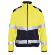 Veste softshell haute visibilité jaune fluorescent/marine, col haut