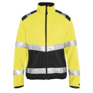 Veste softshell haute visibilité jaune fluorescent/noir, col haut