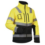 Veste softshell haute visibilité jaune fluorescent/noir étanche