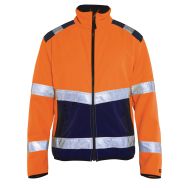 Veste softshell haute visibilité orange fluorescent/marine, col haut