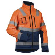 Veste softshell haute visibilité orange fluorescent/marine étanche