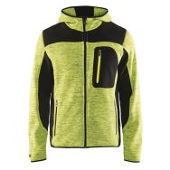Veste tricotée à capuche jaune fluorescent/noir