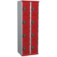 Vestiaire 2 col 4P H1800xL600xP500 serr clé grisclair/rouge