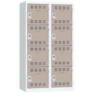 Vestiaire 2 colonnes 400mm 4 cases Moraillon Taupe