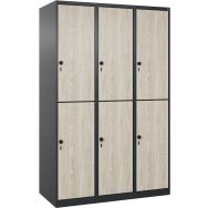 Vestiaire 2 niveaux Evolo PLUS-6 casiers-RAL7021