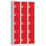 Vestiaire 3 colonnes 300mm 5 cases Moraillon Rouge