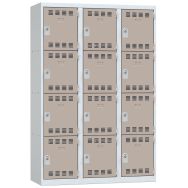 Vestiaire 3 colonnes 400mm 4 cases Clés Taupe