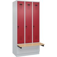 Vestiaire Evolo PLUS à banc intégré - 3 colonnes - CP