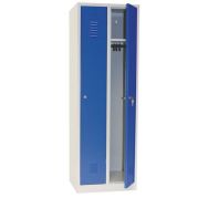 Vestiaire IP bleu 2 colonnes, à monter, serrure à clé, socle