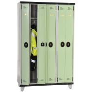 Vestiaire compact 3 colonnes sur pieds L.1200 mm à moraillon vert