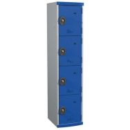 Vestiaire démontable 4 cases Optimum® larg : 400 mm serr.clé socle Gris/ Bleu