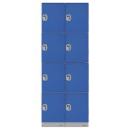 Vestiaire en plastique, 8 cases/ 2 colonnes - Bleu
